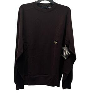 NWT Saddles Sweater Jumper Cashmere Mens Crew Neck Brown Sz L